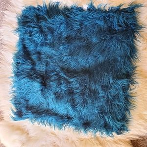 Teal/ turquoise blue shaggy decorative throw pillow covers luxury faux fur
